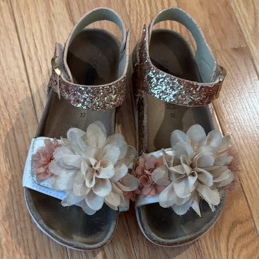 Glittery Floral Kids Sandals